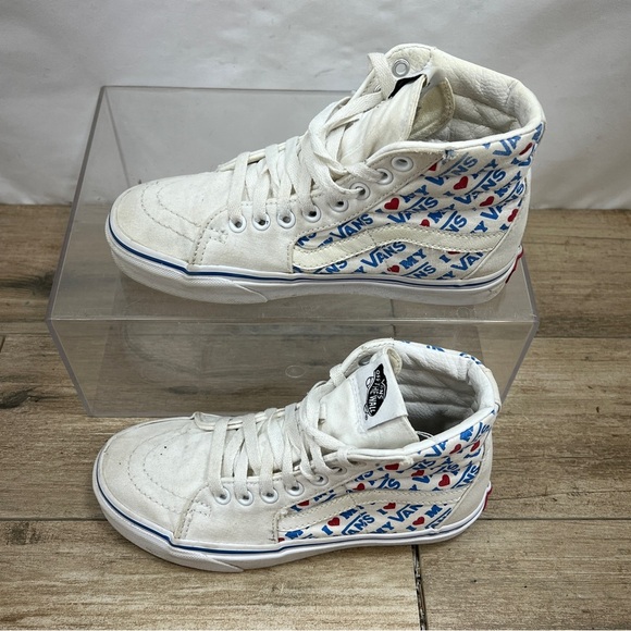 Vans Off The Wall I Love My Vans White Sneakers High Tops Womens Size 6‎ - Picture 4 of 10
